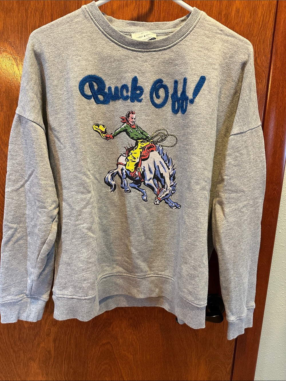 Lucky Brand Gray 'Buck Off' Graphic Crewneck Sweatshirt